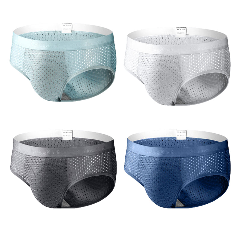 4 Pack Breathable Ice Silk Antibacterial Men's Briefs | dmunderwear detail image 7
