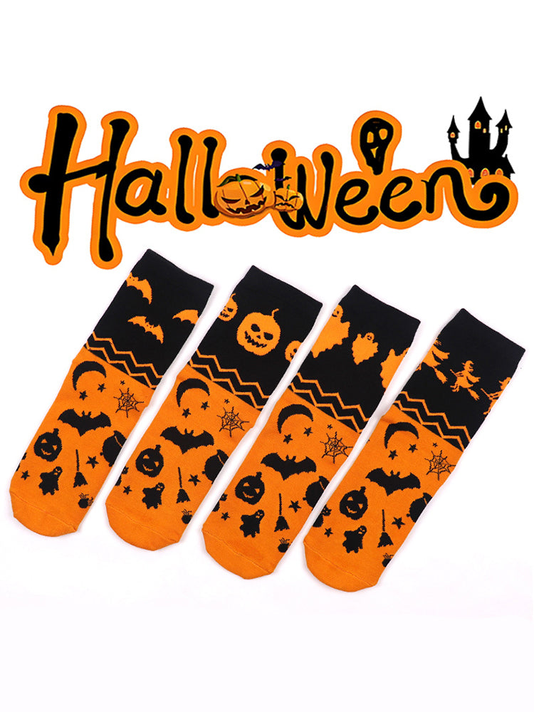 4 Pack Halloween Gift Socks Fun and Casual Cotton Crew Socks | dmunderwear