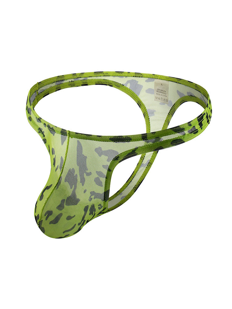 4 Pack Leopard Print See-through Mesh Thongs | dmunderwear