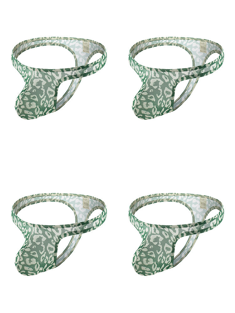 4 Pack Leopard Print See-through Mesh Thongs | dmunderwear detail image 14