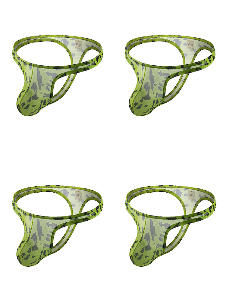 4 Pack Leopard Print See-through Mesh Thongs | dmunderwear detail image 8