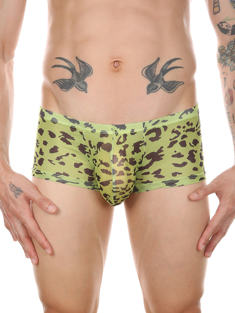 4 Pack Leopard Print See-through Mesh Trunks | dmunderwear detail image 15