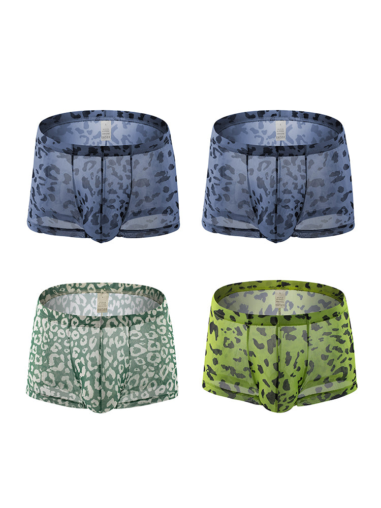 4 Pack Leopard Print See-through Mesh Trunks | dmunderwear detail image 8
