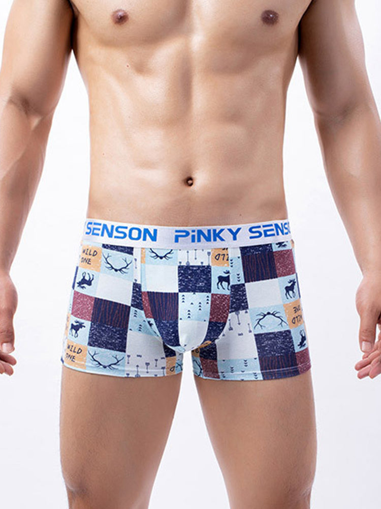 4 Pack Men's Checkered Pattern Cotton Trunks | dmunderwear detail image 13
