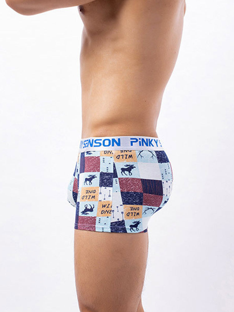 4 Pack Men's Checkered Pattern Cotton Trunks | dmunderwear detail image 15