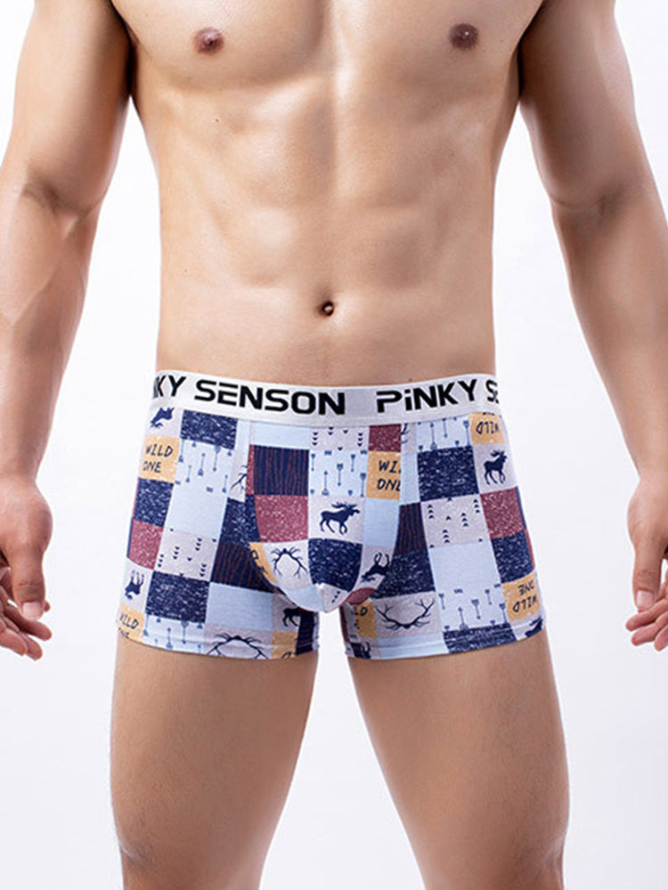 4 Pack Men's Checkered Pattern Cotton Trunks | dmunderwear detail image 17