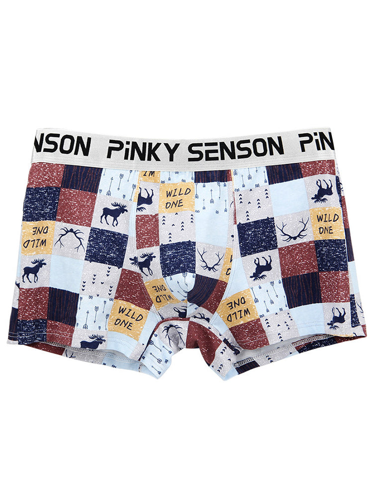 4 Pack Men's Checkered Pattern Cotton Trunks | dmunderwear detail image 19