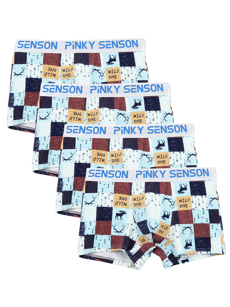 4 Pack Men's Checkered Pattern Cotton Trunks | dmunderwear detail image 20
