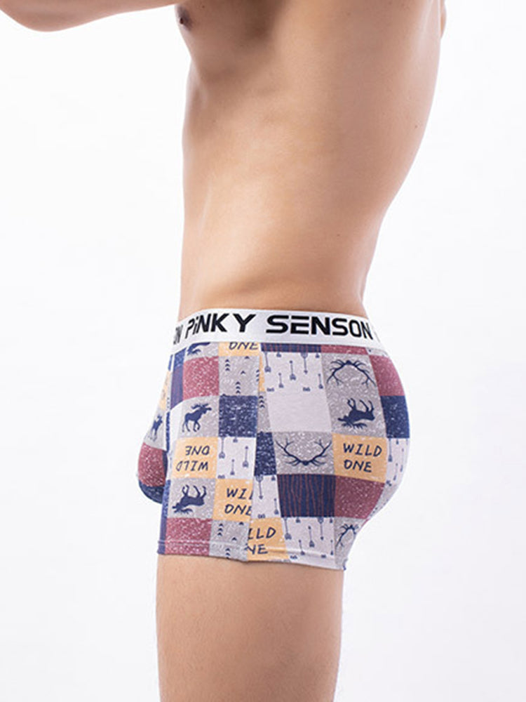 4 Pack Men's Checkered Pattern Cotton Trunks | dmunderwear detail image 3