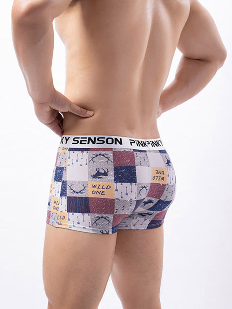 4 Pack Men's Checkered Pattern Cotton Trunks | dmunderwear detail image 4