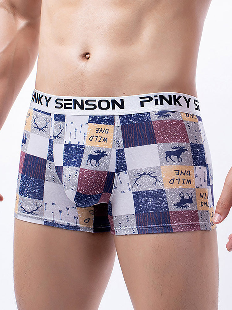 4 Pack Men's Checkered Pattern Cotton Trunks | dmunderwear detail image 5