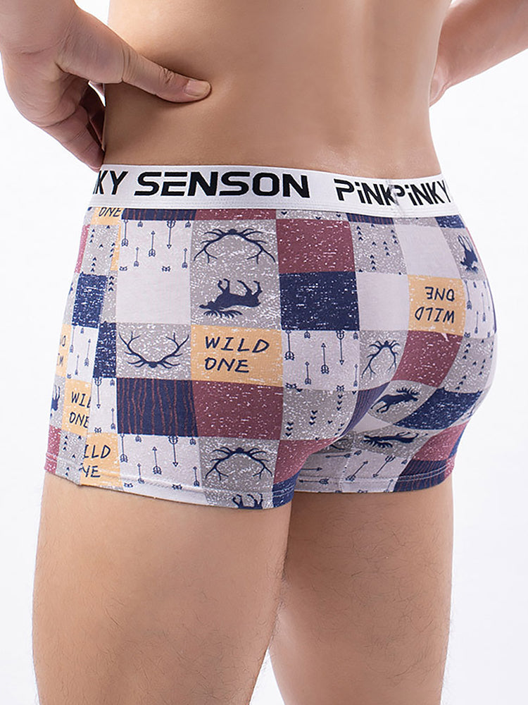 4 Pack Men's Checkered Pattern Cotton Trunks | dmunderwear detail image 6