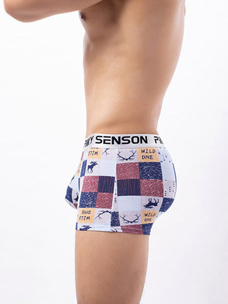 4 Pack Men's Checkered Pattern Cotton Trunks | dmunderwear detail image 7