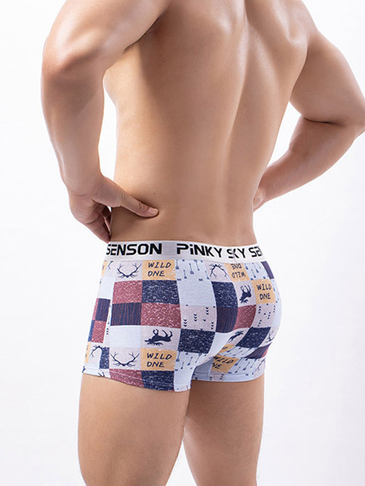 4 Pack Men's Checkered Pattern Cotton Trunks | dmunderwear detail image 9