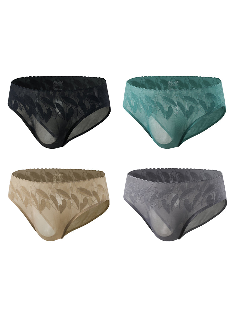 4 Pack Men's 3D Pouch & Seamless Lace Accent Comfort Briefs | dmunderwear detail image 14