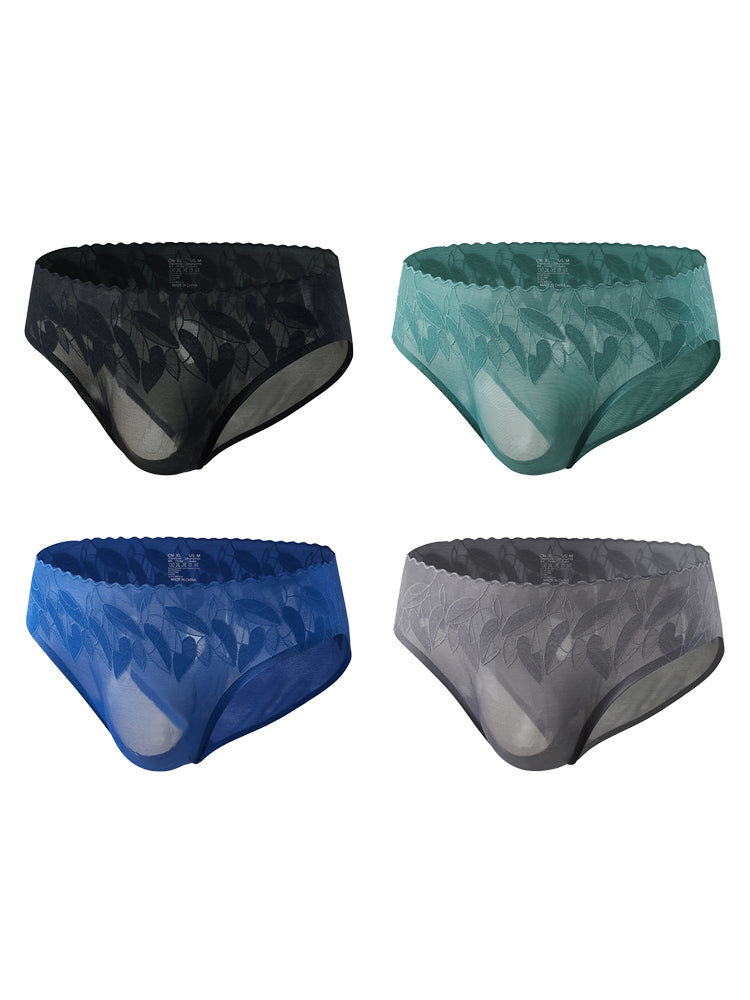 4 Pack Men's 3D Pouch & Seamless Lace Accent Comfort Briefs | dmunderwear detail image 8