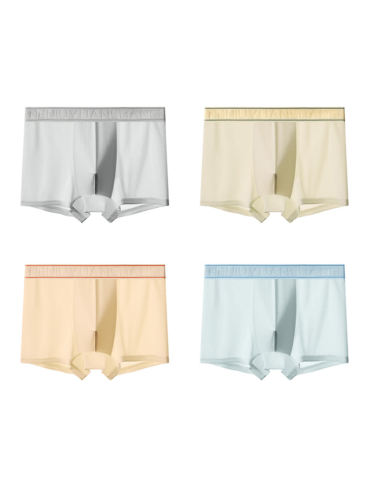 4 Pack Men's Antibacterial Comfy Waistband Ice Silk Trunks | dmunderwear detail image 14