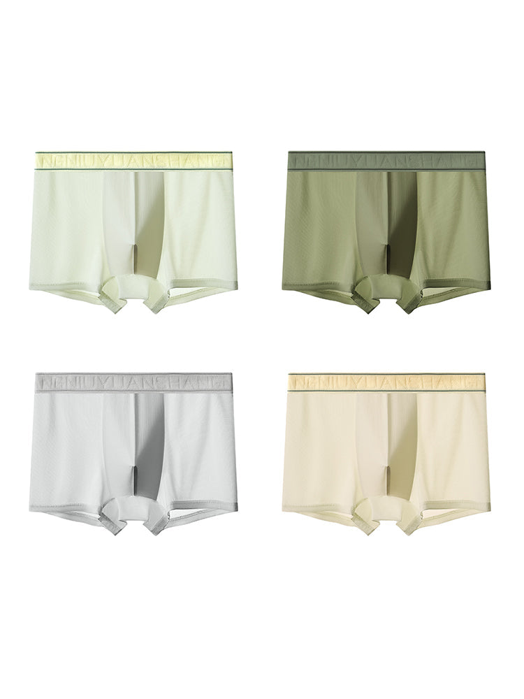 4 Pack Men's Antibacterial Comfy Waistband Ice Silk Trunks | dmunderwear detail image 2
