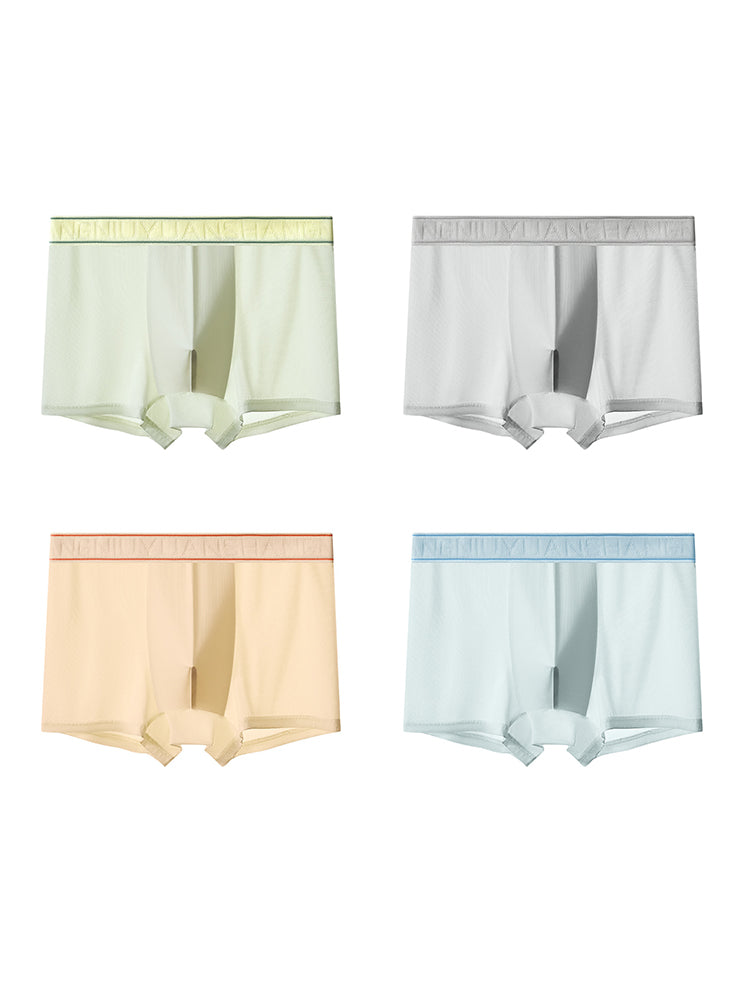 4 Pack Men's Antibacterial Comfy Waistband Ice Silk Trunks | dmunderwear detail image 20