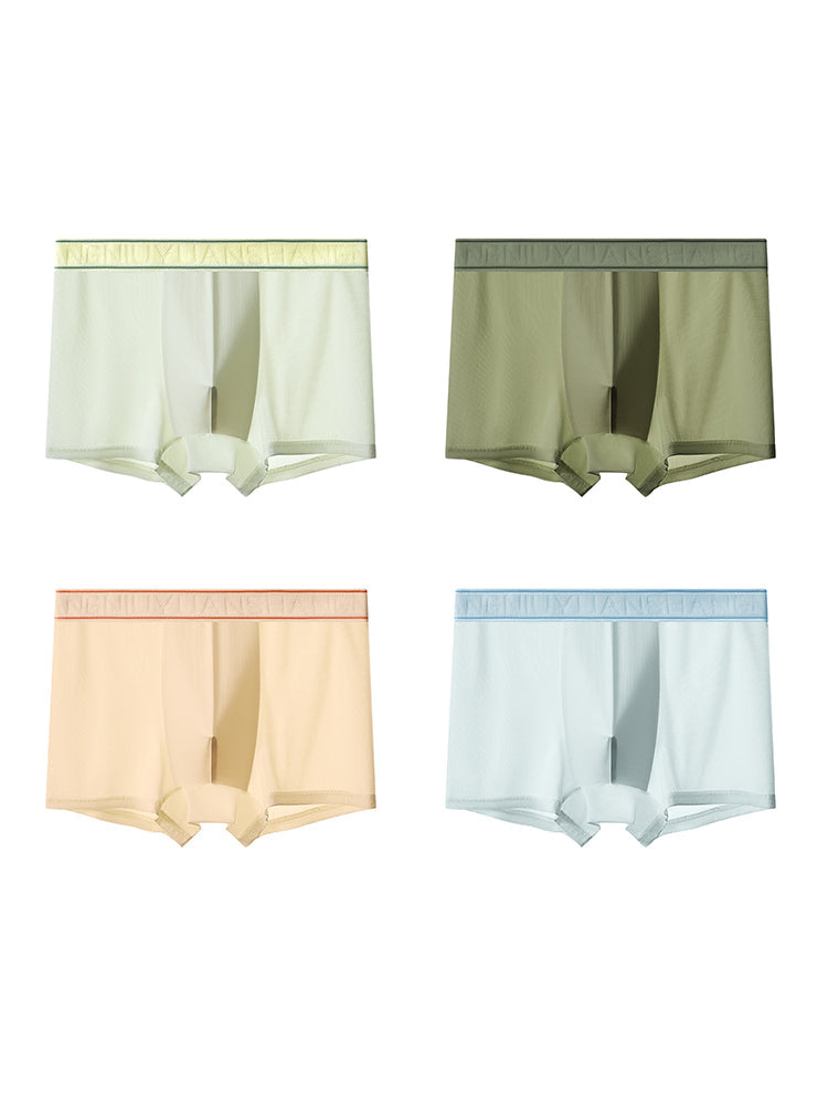 4 Pack Men's Antibacterial Comfy Waistband Ice Silk Trunks | dmunderwear detail image 8