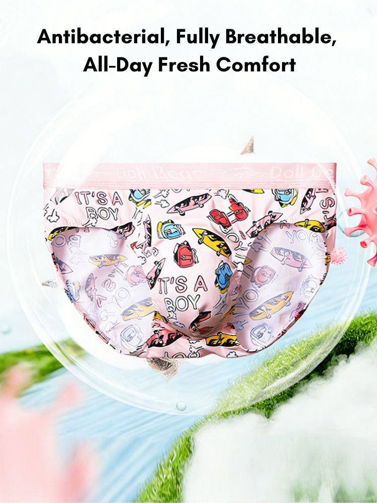 4 Pack Men's Antibacterial Cotton Breathable with Trendy Print Briefs | dmunderwear detail image 10