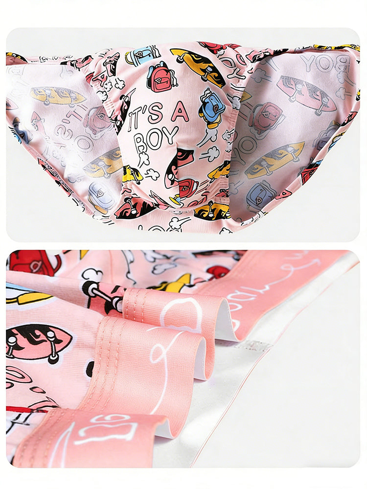 4 Pack Men's Antibacterial Cotton Breathable with Trendy Print Briefs | dmunderwear detail image 12