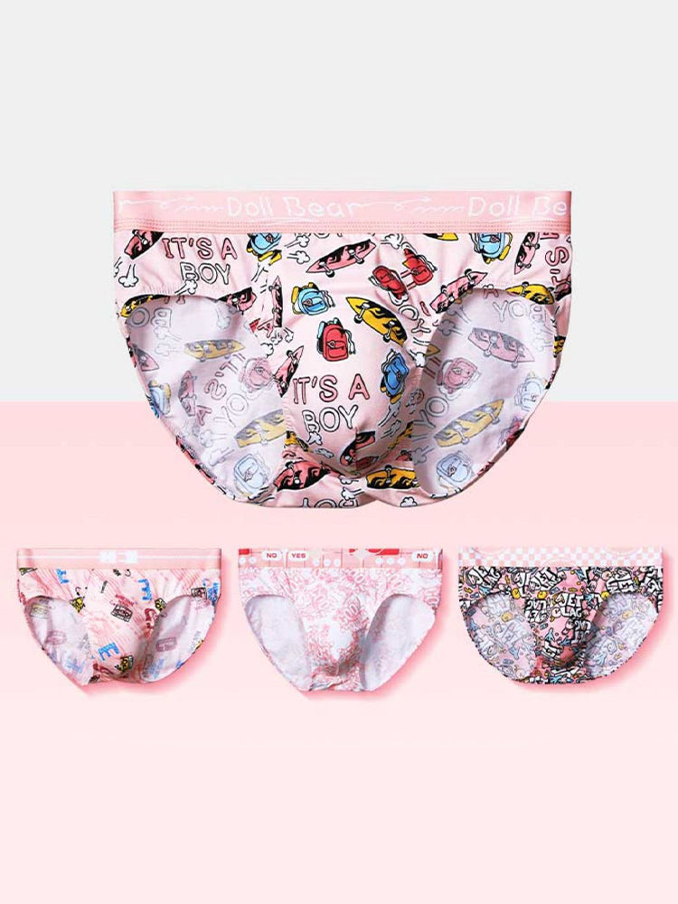 4 Pack Men's Antibacterial Cotton Breathable with Trendy Print Briefs | dmunderwear detail image 19