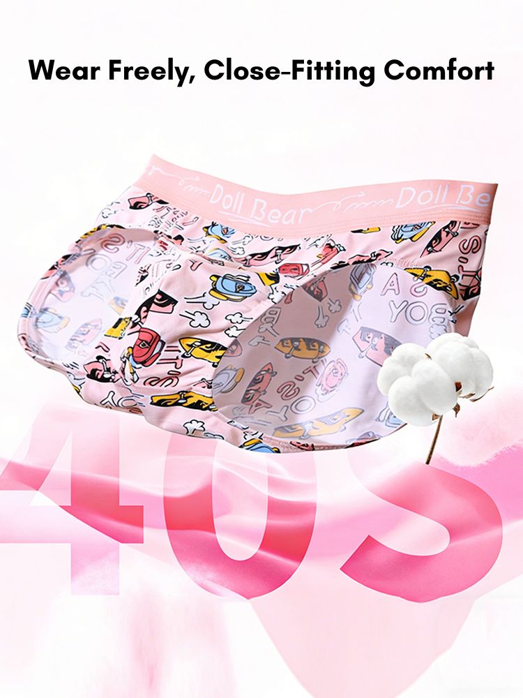 4 Pack Men's Antibacterial Cotton Breathable with Trendy Print Briefs | dmunderwear detail image 8