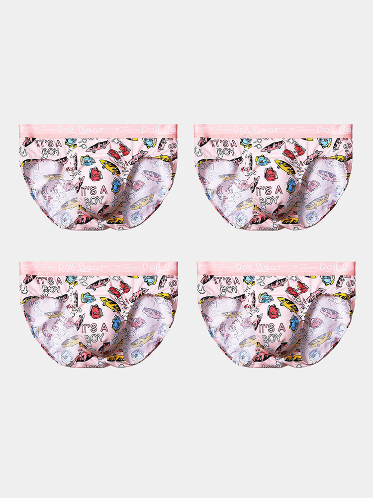 4 Pack Men's Antibacterial Cotton Breathable with Trendy Print Briefs | dmunderwear detail image 9