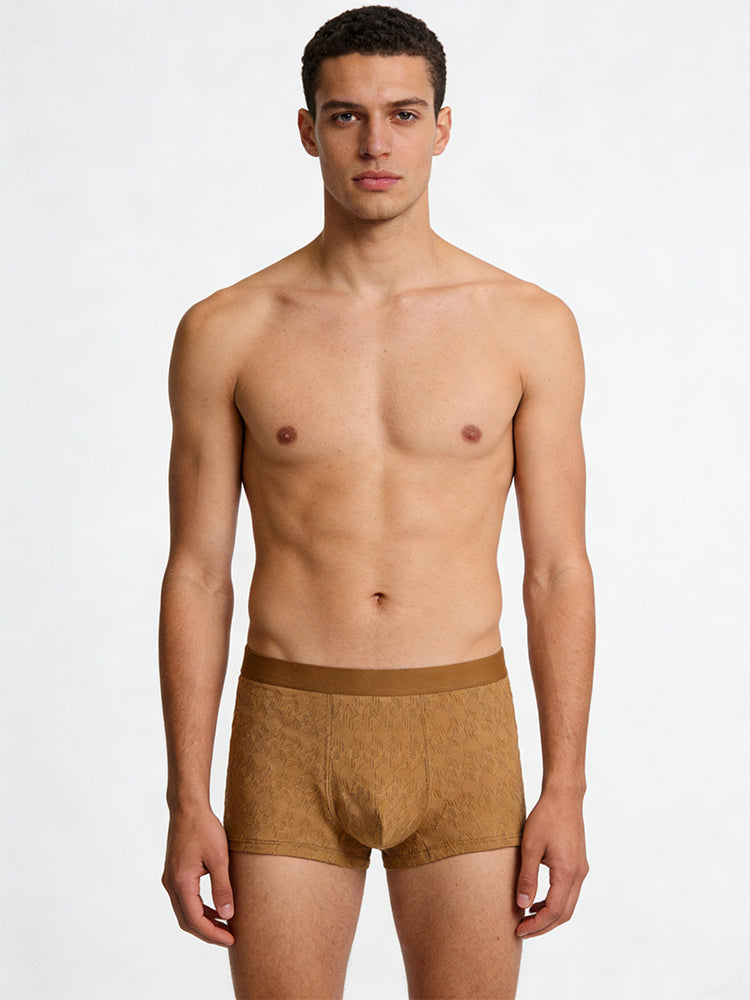 4 Pack Men's Antibacterial Cotton Jacquard Breathable Solid Color Trunks | dmunderwear