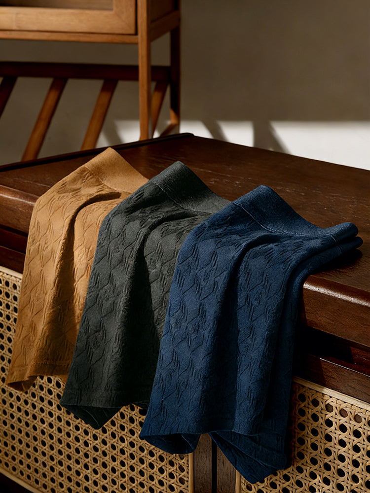 4 Pack Men's Antibacterial Cotton Jacquard Breathable Solid Color Trunks | dmunderwear detail image 11