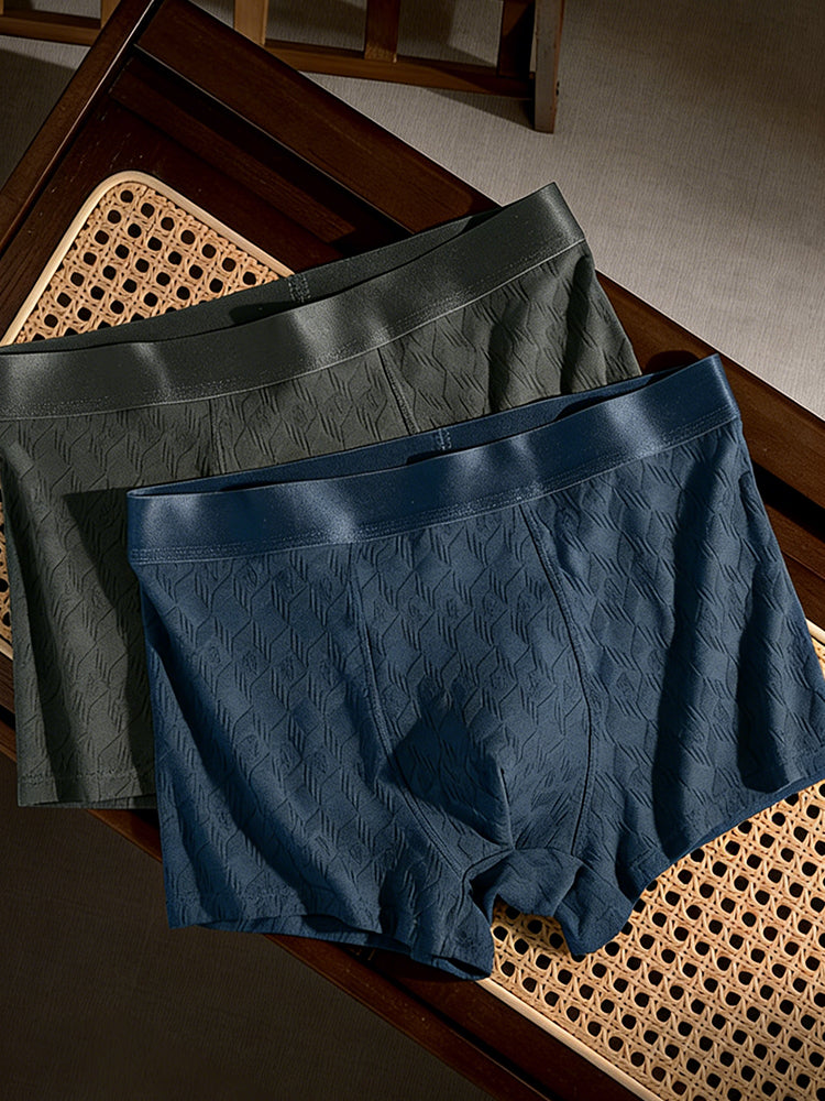 4 Pack Men's Antibacterial Cotton Jacquard Breathable Solid Color Trunks | dmunderwear detail image 13