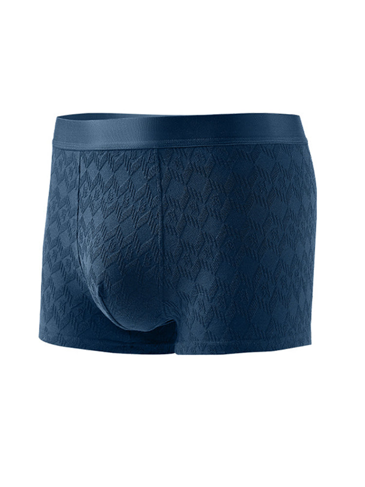 4 Pack Men's Antibacterial Cotton Jacquard Breathable Solid Color Trunks | dmunderwear detail image 15