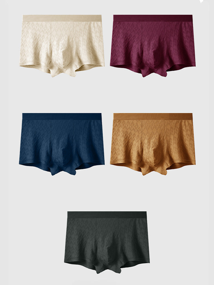 4 Pack Men's Antibacterial Cotton Jacquard Breathable Solid Color Trunks | dmunderwear detail image 17