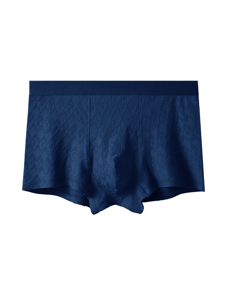 4 Pack Men's Antibacterial Cotton Jacquard Breathable Solid Color Trunks | dmunderwear detail image 19