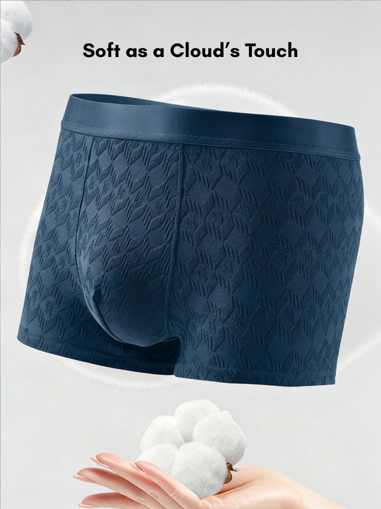 4 Pack Men's Antibacterial Cotton Jacquard Breathable Solid Color Trunks | dmunderwear detail image 7