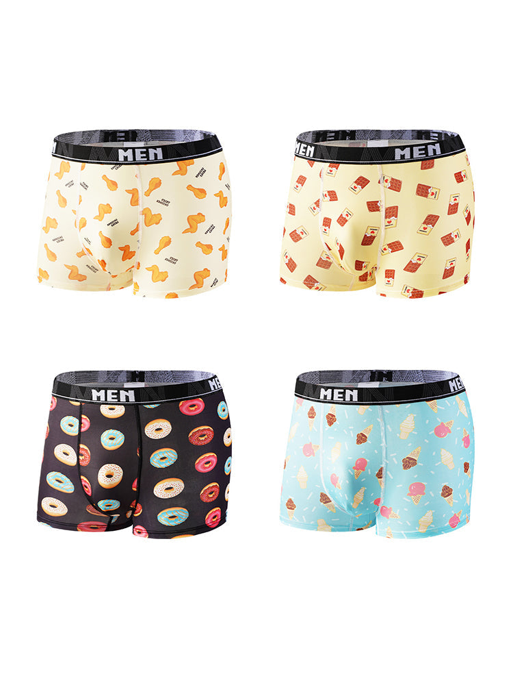 4 Pack Men's Bold Prints Mid-Rise Seamless Comfort Trunks | dmunderwear detail image 16