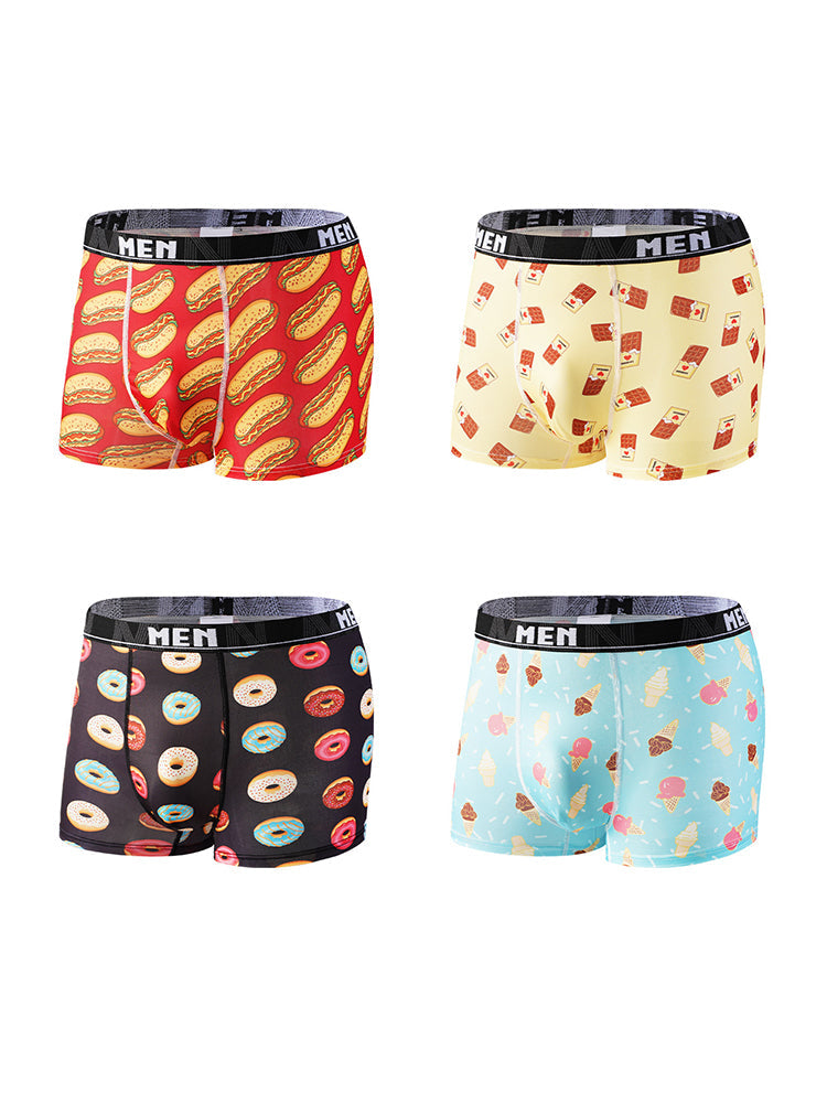 4 Pack Men's Bold Prints Mid-Rise Seamless Comfort Trunks | dmunderwear detail image 17