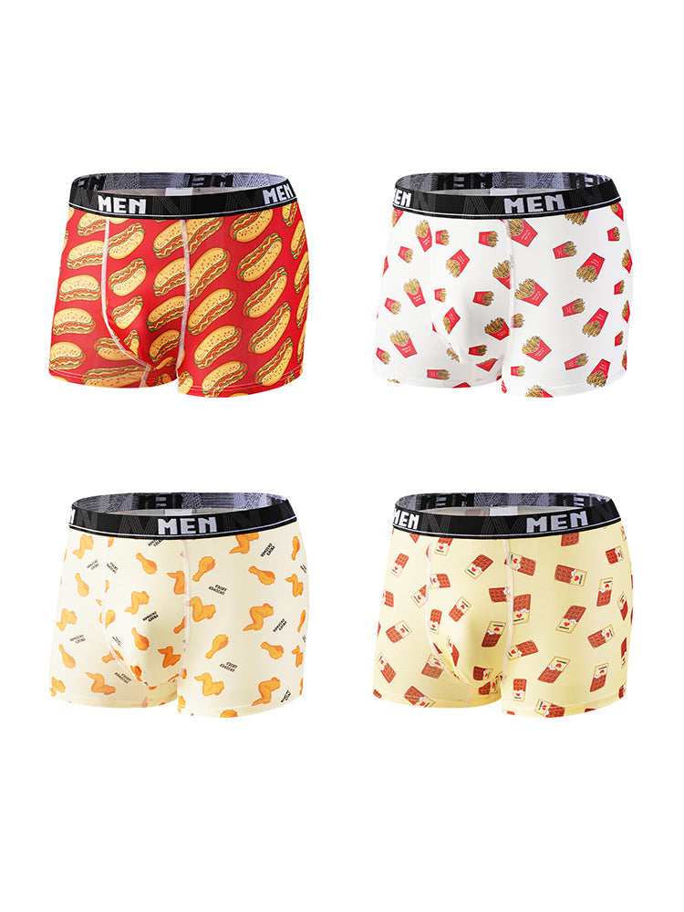 4 Pack Men's Bold Prints Mid-Rise Seamless Comfort Trunks | dmunderwear detail image 2