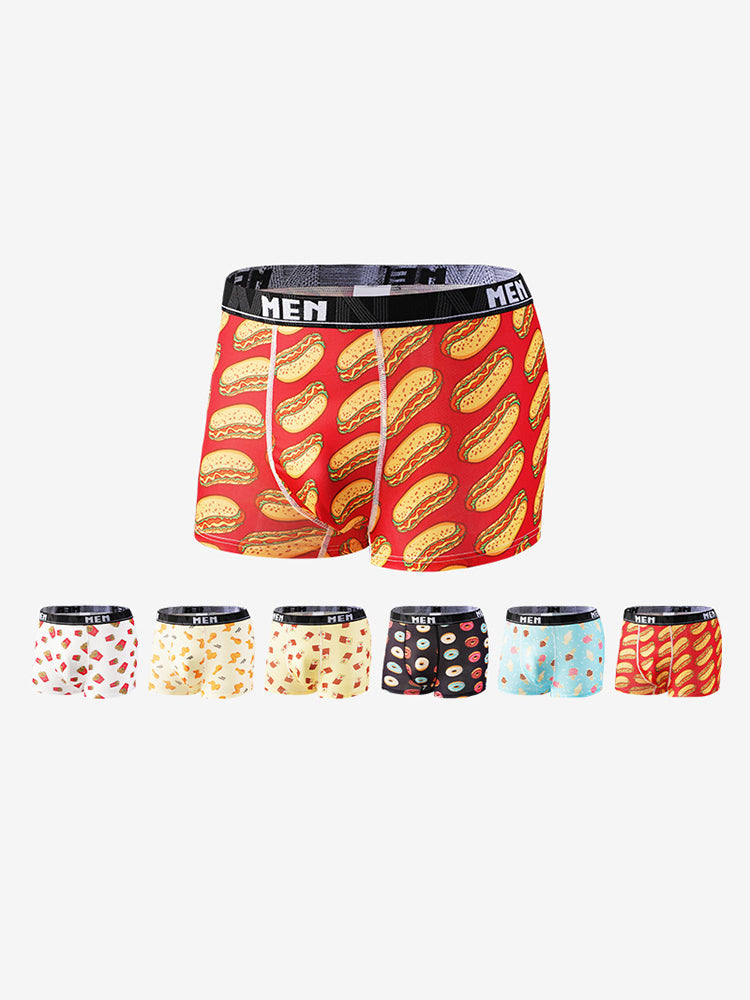 4 Pack Men's Bold Prints Mid-Rise Seamless Comfort Trunks | dmunderwear detail image 3