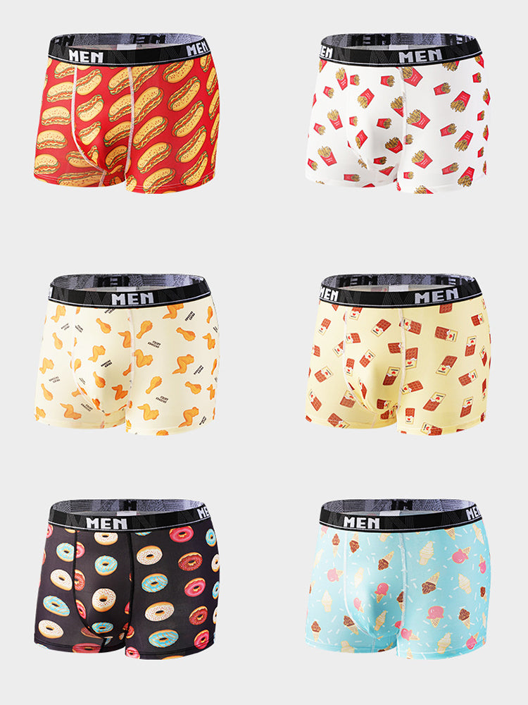 4 Pack Men's Bold Prints Mid-Rise Seamless Comfort Trunks | dmunderwear detail image 8