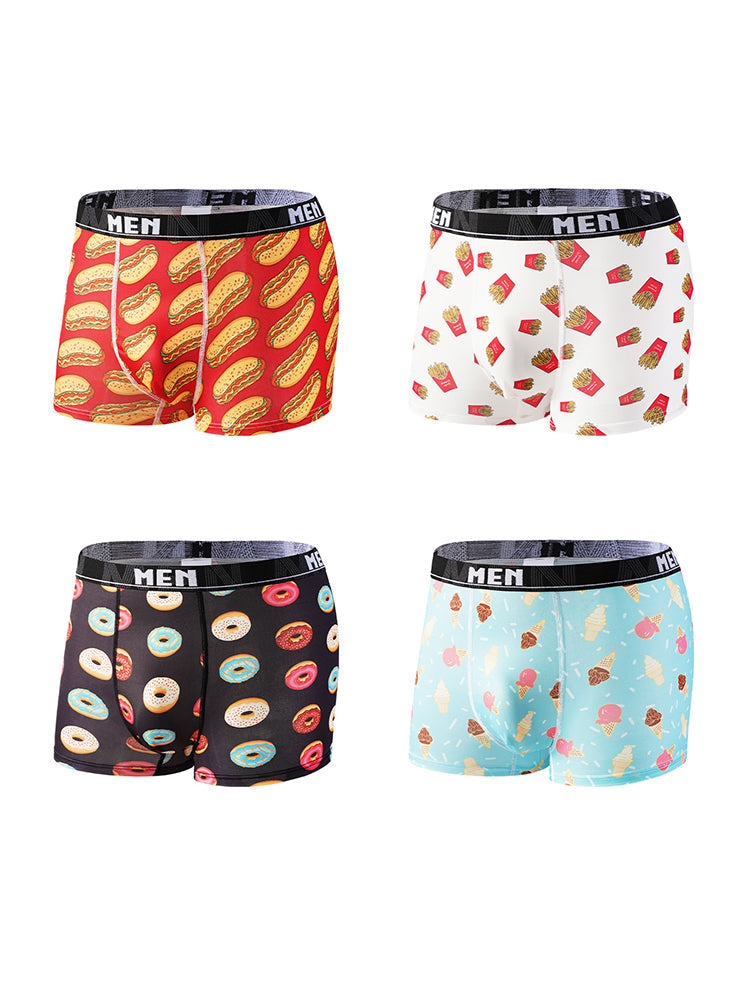 4 Pack Men's Bold Prints Mid-Rise Seamless Comfort Trunks | dmunderwear detail image 9