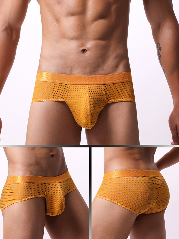 4 Pack Men's Breathable Mesh Solid Sheer & Sexy Wide Waistband Briefs | dmunderwear detail image 18