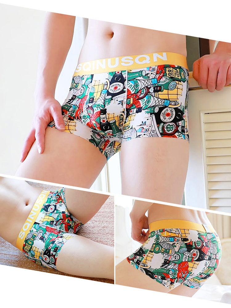 4 Pack Men's Breathable Printed Comfy Waistband Stretch Trunks | dmunderwear detail image 10