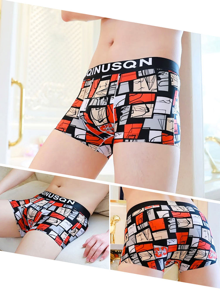 4 Pack Men's Breathable Printed Comfy Waistband Stretch Trunks | dmunderwear detail image 15