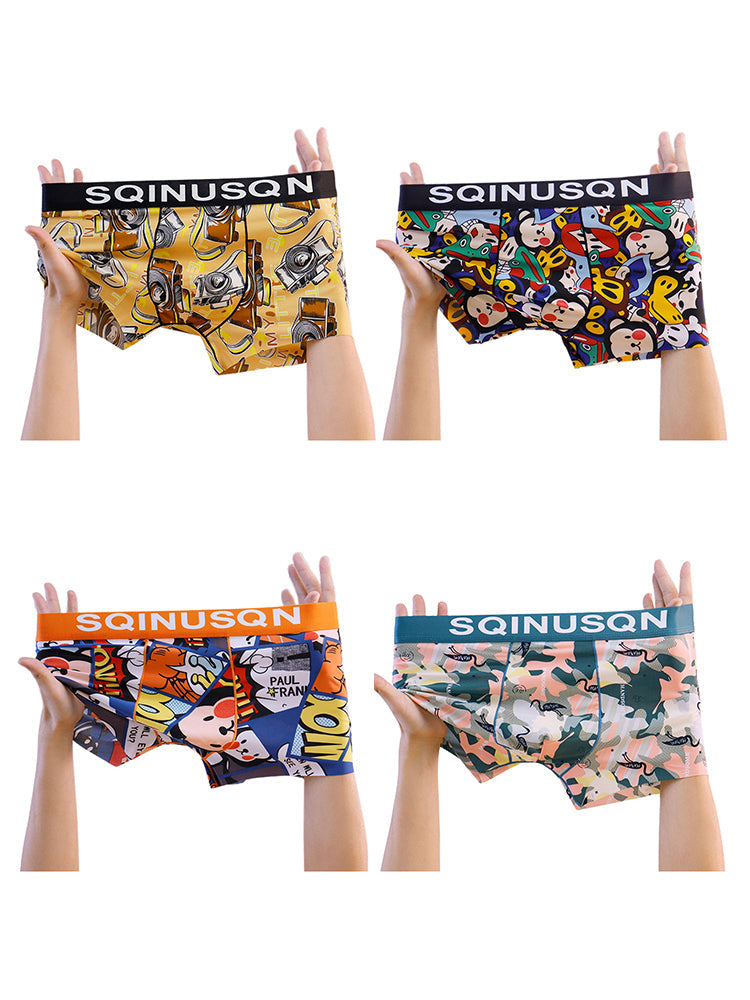 4 Pack Men's Breathable Printed Comfy Waistband Stretch Trunks | dmunderwear detail image 16