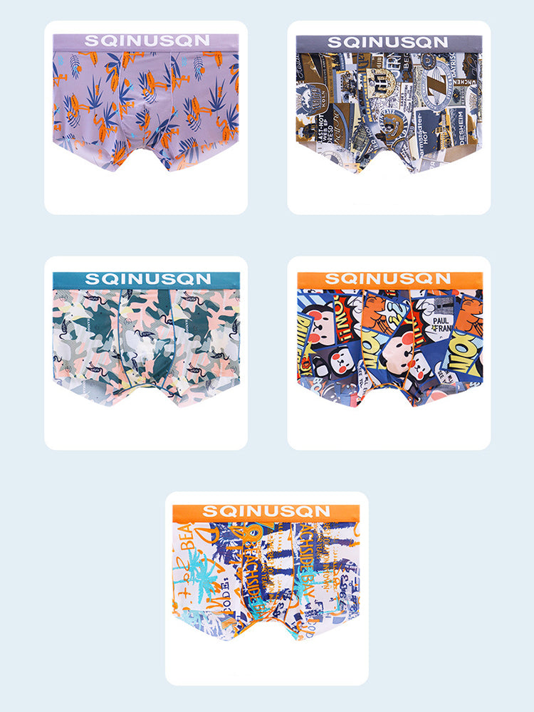 4 Pack Men's Breathable Printed Comfy Waistband Stretch Trunks | dmunderwear detail image 18