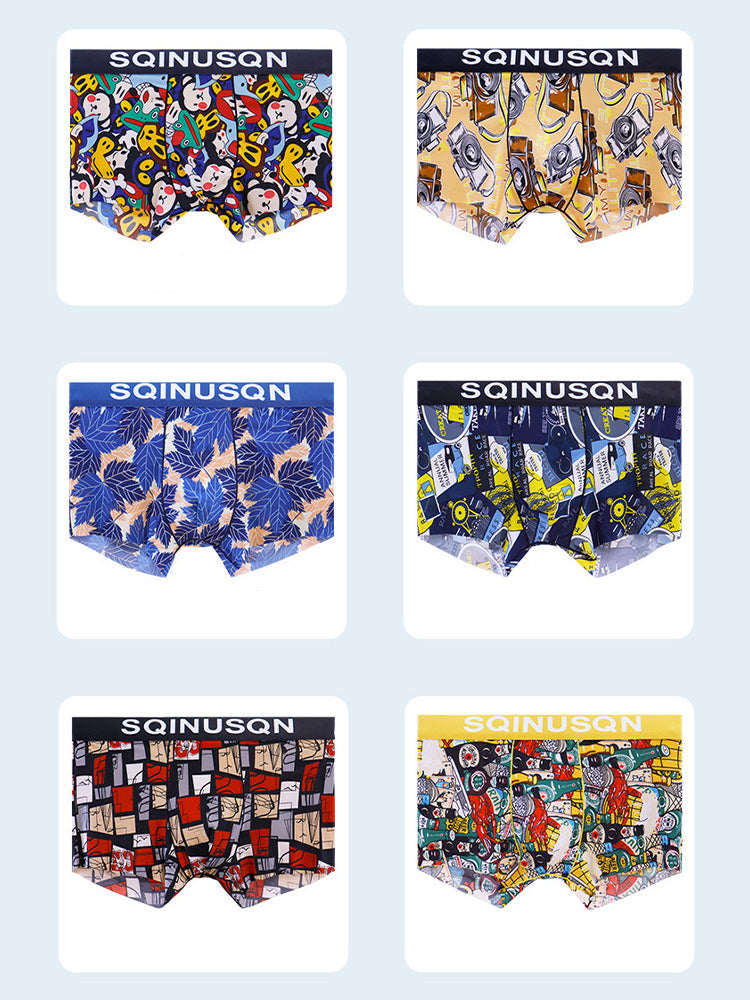 4 Pack Men's Breathable Printed Comfy Waistband Stretch Trunks | dmunderwear detail image 19
