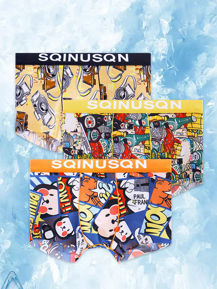 4 Pack Men's Breathable Printed Comfy Waistband Stretch Trunks | dmunderwear detail image 3