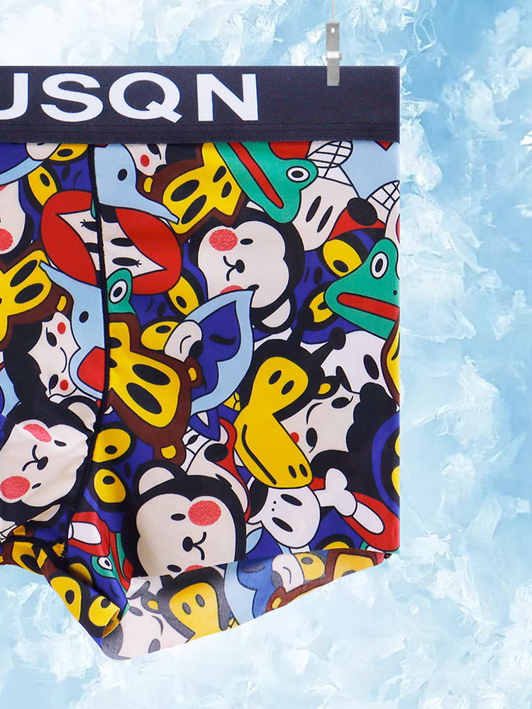 4 Pack Men's Breathable Printed Comfy Waistband Stretch Trunks | dmunderwear detail image 4